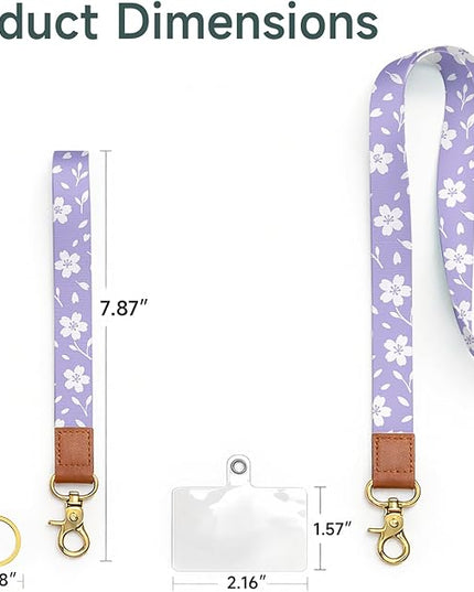 Cell Phone Lanyard with Wrist Strap, Sakura Floral Neck Lanyard for Phones, Car Keys, ID Badge and Wallet – Universal Set