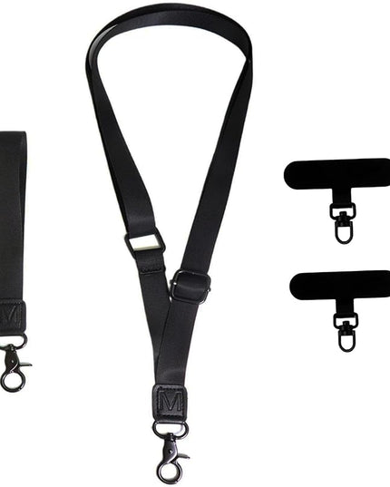 Adjustable Lanyard for Phone, Camera, Name Tags, ID card, Keychain and Wristlet Straps with 2 phone pads(Black)