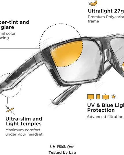 Horus X • Blue Light Glasses Men Women | Blue Light Blocking Glasses for Screen Anti-Fatigue Eye Migraine | Gaming Glasses V3