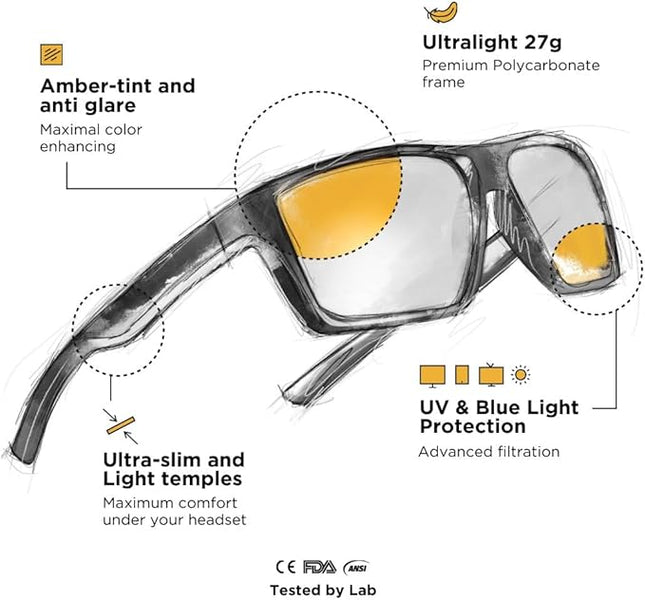 Horus X • Blue Light Glasses Men Women | Blue Light Blocking Glasses for Screen Anti-Fatigue Eye Migraine | Gaming Glasses V3
