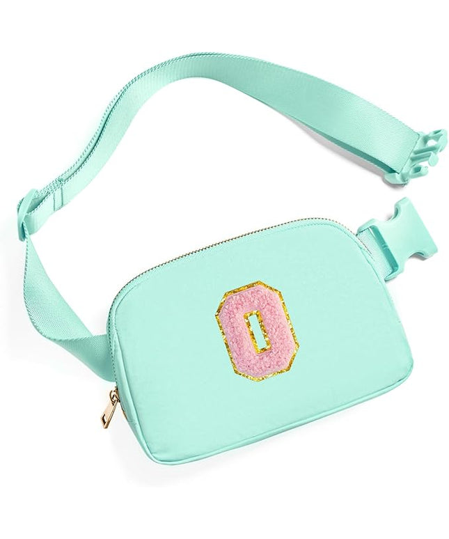 Gitus Belt Bag Fanny Pack Crossbody Bags with Initial Letter Patch Cute Stuff Birthday Gifts for Teenager Girls Trendy Preppy Stuff for Teen Girls Cool Stuff for Teens (Mint Green-O)