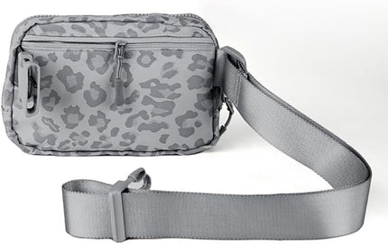 C.C Belt Bag for Women – Quilted Fanny Pack Crossbody Waist Bag with Adjustable Strap, Fashion Gift Idea (Leopard Pattern - grey)