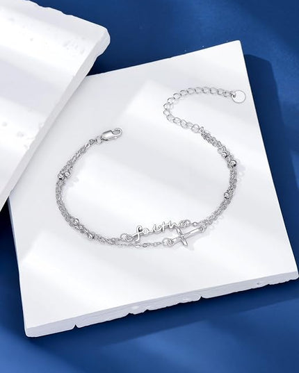 Dorunmo 925 Sterling Silver Infinity Heart Cross Circle Evil Eye Anklet Bracelets for Women Mother's Day Jewelry for Wife Girlfriend Mom Her