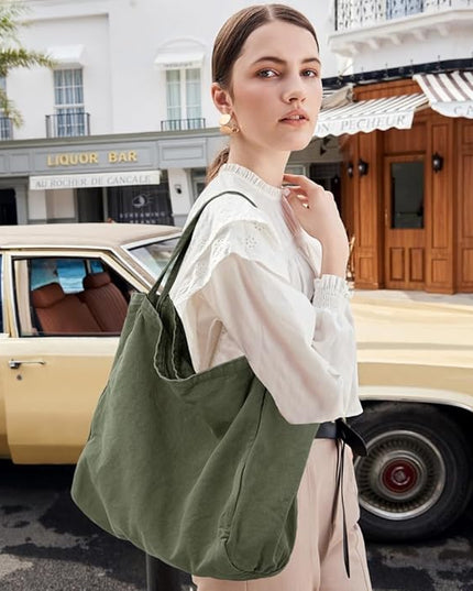 Canvas Tote Bag for Women Large Hobo Shoulder Bag for Work Travel Casual Message Bag Tote Purse handbags