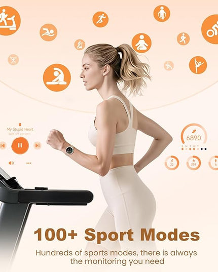 KEEPONFIT Smart Watch for Men/Women Android & iPhone, 1.27" Touch Screen Fitness Tracker with Answer/Make Calls, IP68 Waterproof Heart Rate/Sleep/SpO2 Monitor, Pedometer, 100+ Sport Modes