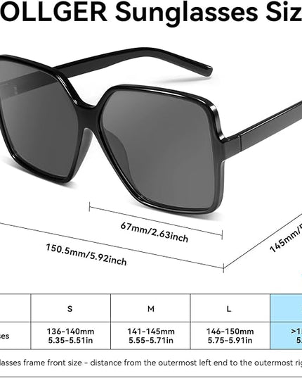 Dollger Oversized Square Sunglasses for Women Big Large Wide Fashion Shades for Men UV Protection Unisex