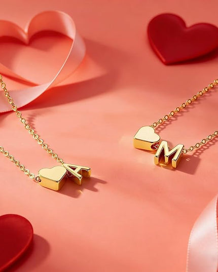 M MOOHAM Valentines Day Gifts for Kids Teen Girls -14K-Gold-Plated Heart Initial A-Z Bracelets for Women Girl Dainty Gold Bracelets Birthday Valentines Gifts for Women Her Teenage Girls Kid Teen Gift