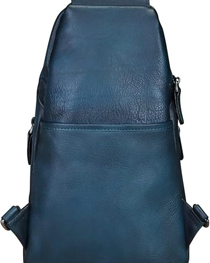 LRTO Genuine Leather Silng Bag for Women and Men Vintage Real Leather Sling Backpack Shoulder Crossbody Bag Chest Purse