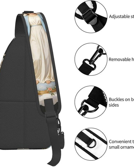 Our Lady of Guadalupe Sling Bag Crossbody Bags Clovers Chest Bag for Travel Hiking for Men Women Virgin Marys 8