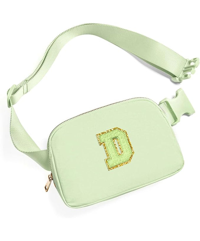 Gitus Gifts for 8 9 10 11 12 Year Old Girls Belt Bag Fanny Pack Crossbody Bags with Initial Letter Patch Cute Stuff Birthday Gifts for Teen Girls Women Personalized Trend Stuff (Light Green-D)