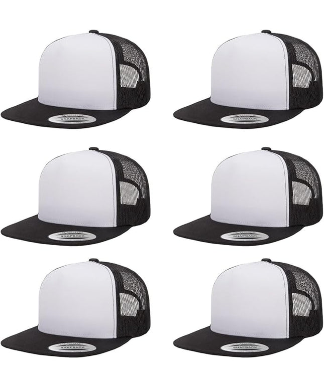 Yupoong 5-Panel YP Classic Trucker Cap | High Profile Flat Visor Snapback | OSFM | Bulk Packs Available