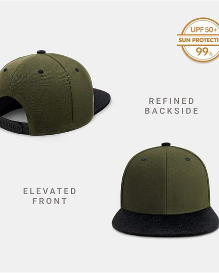 CHOK.LIDS Flat Bill Visor Classic Snapback Hat Blank Adjustable Brim High Top End Trendy Color Style Plain Tone Baseball Cap