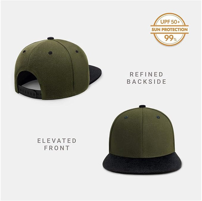 CHOK.LIDS Flat Bill Visor Classic Snapback Hat Blank Adjustable Brim High Top End Trendy Color Style Plain Tone Baseball Cap