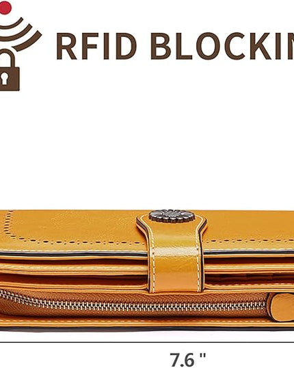 SENDEFN Wallets for Women Leather Credit Card Holder with RFID Blocking Large Capacity Wristlet | with RFID Blocking, Large Capacity, Wristlet, with RFID Blocking, Large Capacity, Wristlet