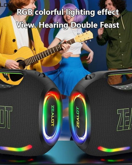 ZEALOT 250W Bluetooth Speaker, ZE21 Portable Speaker/Powerful Sound and Deep Bass, Multi-Device Pairing, IPX6 Waterproof, 5.3 BT, 48000mAh Long Playtime for Party, Outdoor, Home, Travel (Black)