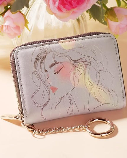 FurArt Zipper Wallet Women, RFID Blocking Credit Card Wallet, Business Card Holder, Compact Size KeyChain Wallet