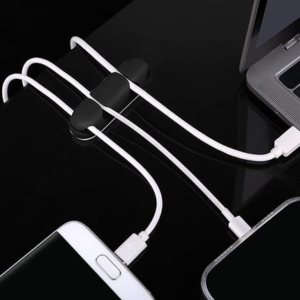 Cable Clips 3PCS Cord Wire Organizer Cable Management Holders 4 Hole Silicone Cable Harness USB Charging Accessory Cable Holder for Office and Home Desk (Black)