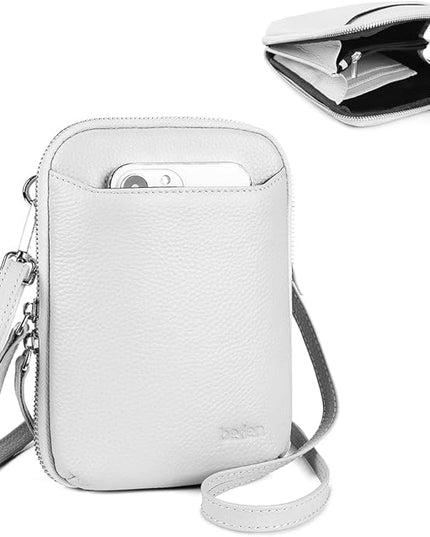 befen Genuine Leather Crossbody Cell Phone Purse for Women, Small Zip Around RFID Blocking Crossbody Wallet Bags
