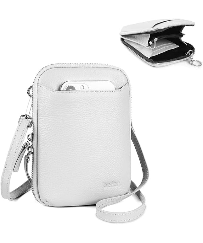 befen Genuine Leather Crossbody Cell Phone Purse for Women, Small Zip Around RFID Blocking Crossbody Wallet Bags
