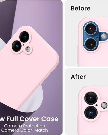 FireNova Designed for iPhone 16 Plus Case, Silicone Upgraded [Camera Protection] Case with [2 Screen Protectors], Soft Anti-Scratch Microfiber Lining Inside, 6.7 inch, Chalk Pink