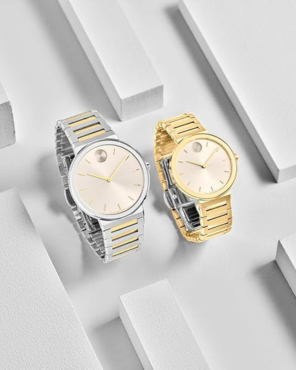 Movado Bold Horizon Ultra Thin Watch for Men and Women - Swiss Made - Water Resistant 3ATM/30 Meters - Sleek and Slim Premium Luxury Wristwatch for Everyone - 40mm