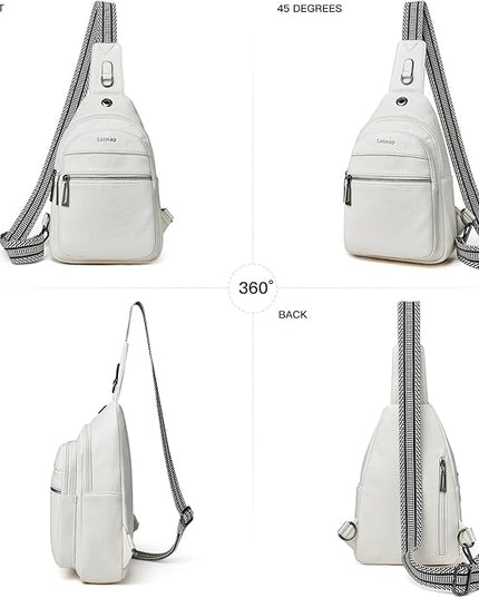 Sling Bag For Women Faux Leather Small Casual Daypack Backpack Fanny Pack Crossbody Chest Bags Purse