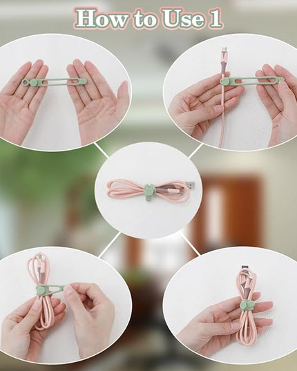 12Pcs Reusable Green Silicone Cord Ties, for Office, Home, Kitchen, School Organization of Electrical Cords, up to 20mm Diameter, 10kg Tensile Strength