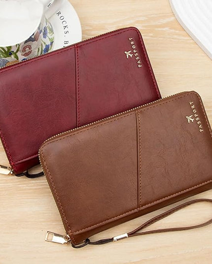 Passport Holder for Travel Women and Men RFID Passport Holder with Card Slots Holder Passport Case Passport cover Passport Wallet Travel Essentials and Accessories (Zipper, ZN-DarkBrown Zipper)