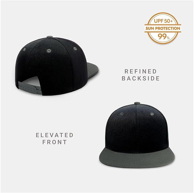 CHOK.LIDS Flat Bill Visor Classic Snapback Hat Blank Adjustable Brim High Top End Trendy Color Style Plain Tone Baseball Cap