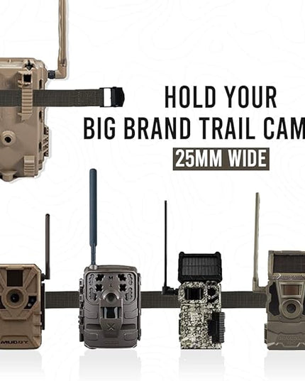 Trail Camera Straps, Game Cam Mounting Straps w/Durable Alloy Buckle, 6 ft. Long Hunting Utility Strap for Hanging Deer Camera Tree Stand, 25mm Width, Brown, 4-Pack