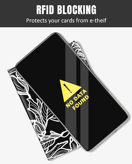 Rimilak Passport Holder, RFID Blocking Passport Cover Wallet Travel Essentials, Leather Travel Documents Organizer Protector for Women and Men, White Leaves