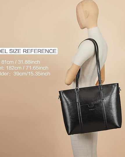 BOSTANTEN Leather Laptop Bag Work Tote for Women Shoulder Handbag Briefcase 15.6 inch Satchel Computer Bag