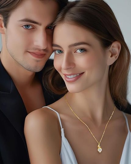 ANDSO Moissanite Heart Pendant Necklaces for Women, 925 Sterling Silver Necklace with Birthstone, Ideal Anniversary Present or Birthday Christmas Valentine Jewelry Gifts for Mom Wife Her Girlfriend