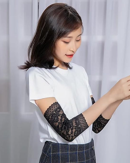 Women's Short Lace Gloves Fingerless for Driving Wedding Wrist Length Bridal Prom Gloves