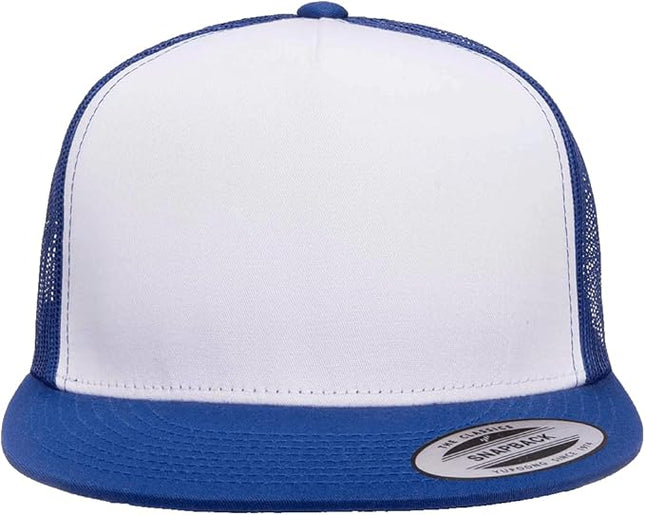 Yupoong 5-Panel YP Classic Trucker Cap | High Profile Flat Visor Snapback | OSFM | Bulk Packs Available