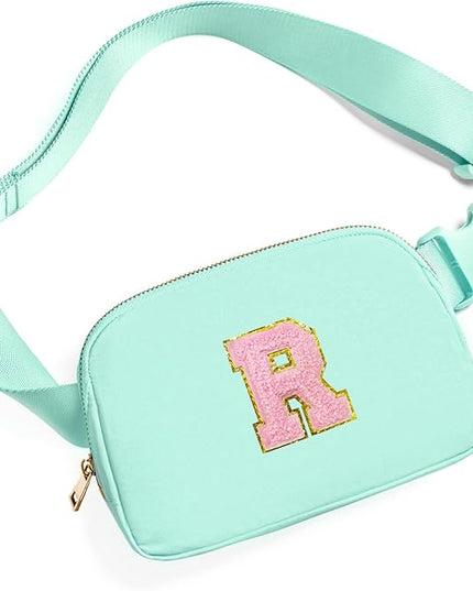 Gitus Belt Bag Fanny Pack Crossbody Bags with Initial Letter Patch Cute Stuff Birthday Gifts for Teenager Girls Trendy Preppy Stuff for Teen Girls Cool Stuff for Teens (Mint Green-R)