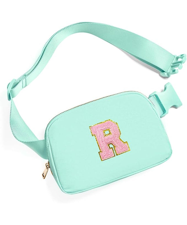 Gitus Belt Bag Fanny Pack Crossbody Bags with Initial Letter Patch Cute Stuff Birthday Gifts for Teenager Girls Trendy Preppy Stuff for Teen Girls Cool Stuff for Teens (Mint Green-R)