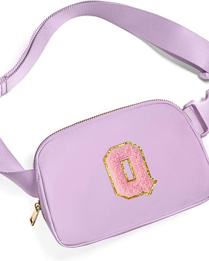 Gitus Initial Belt Bag Fanny Pack Crossbody Bag for Girls Birthday Gifts Age 8-10 Teen Girl Gifts Trend Stuff Personalized Letter Gifts for Daughter Sister (Lavender-Q)