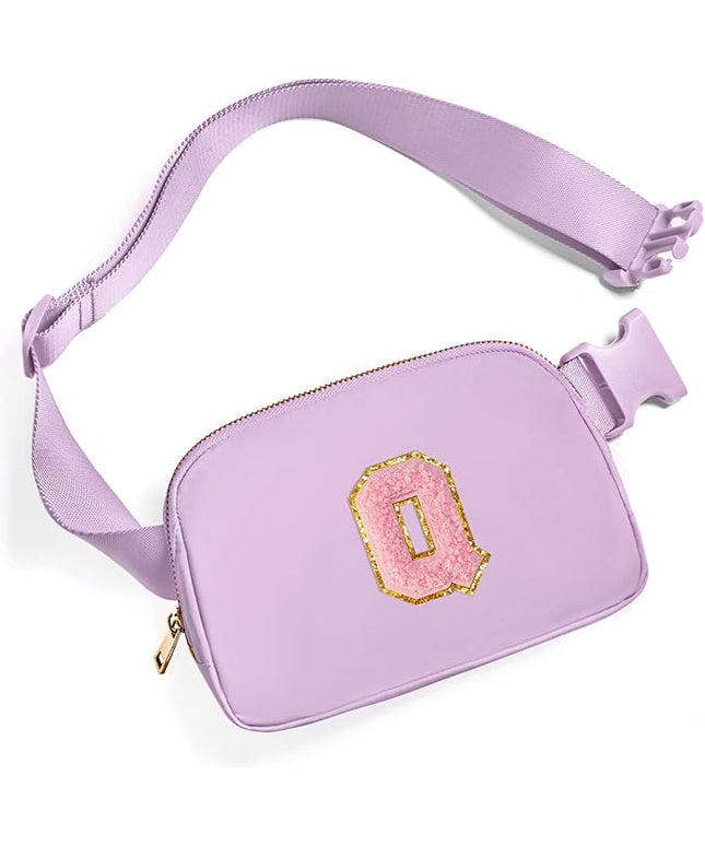 Gitus Initial Belt Bag Fanny Pack Crossbody Bag for Girls Birthday Gifts Age 8-10 Teen Girl Gifts Trend Stuff Personalized Letter Gifts for Daughter Sister (Lavender-Q)