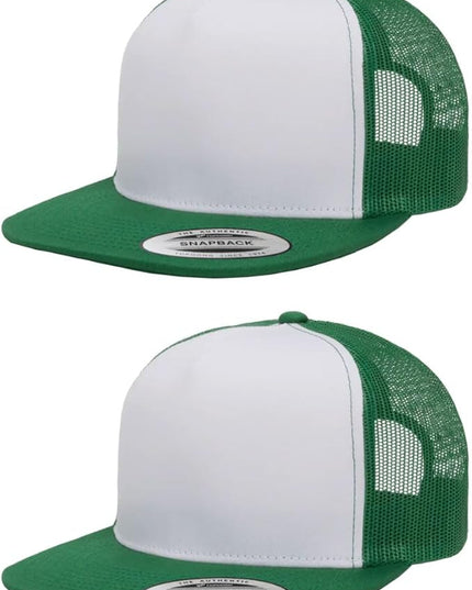 Yupoong 5-Panel YP Classic Trucker Cap | High Profile Flat Visor Snapback | OSFM | Bulk Packs Available