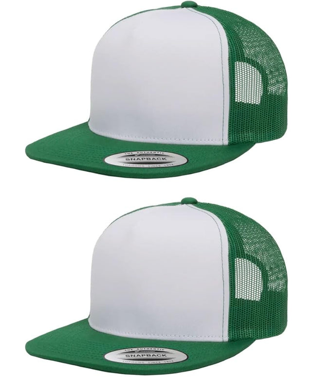 Yupoong 5-Panel YP Classic Trucker Cap | High Profile Flat Visor Snapback | OSFM | Bulk Packs Available