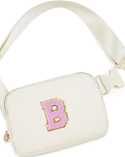 Uygafly Bridesmaid Gifts Wedding Day - Bridesmaid Proposal Gift,Bridal Shower Gifts,Maid of Honor Gifts,Bachelorette Party Decorations Favors,Initial Belt Bag Crossbody Bag Fanny Pack | Cream,B