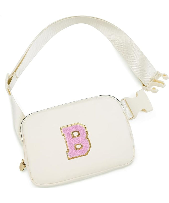 Uygafly Bridesmaid Gifts Wedding Day - Bridesmaid Proposal Gift,Bridal Shower Gifts,Maid of Honor Gifts,Bachelorette Party Decorations Favors,Initial Belt Bag Crossbody Bag Fanny Pack | Cream,B