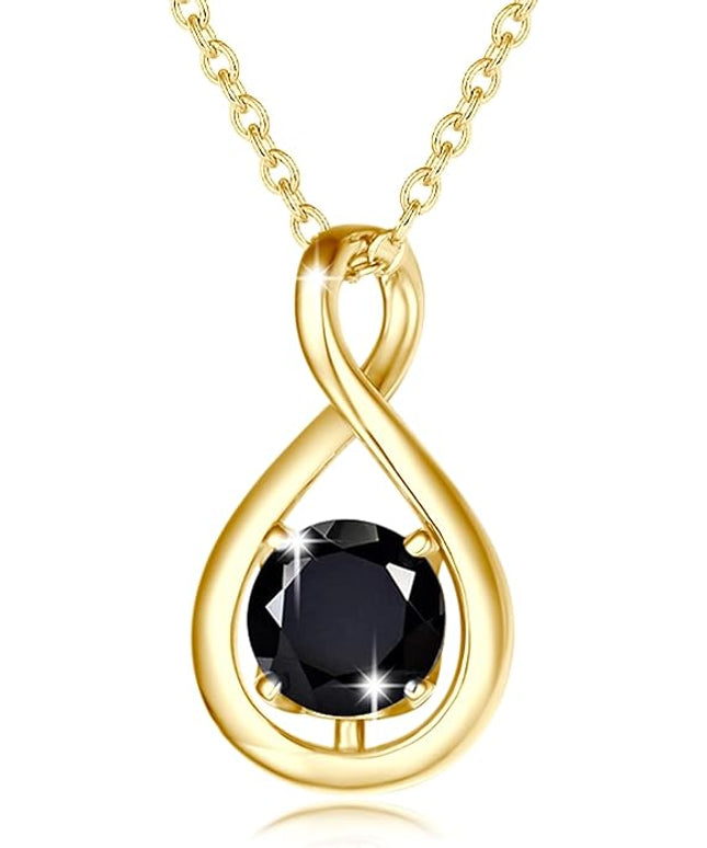 FANCIME Birthstone Necklaces for Women Fine Jewelry Sterling Silver Dainty Infinity Pendant Anniversary Birthday Christmas Gifts for Her Wife Mom Lady Daughter, Chain 16"+2" Extend