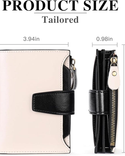 FALAN MULE Small Wallet for Women Leather Bifold Compact RFID Blocking Small Womens Wallet Purse