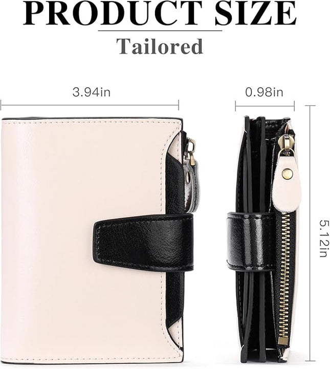 FALAN MULE Small Wallet for Women Leather Bifold Compact RFID Blocking Small Womens Wallet Purse