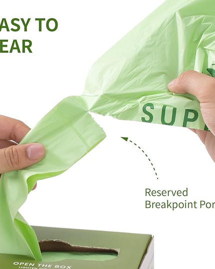 SUPERBIO 2.6 Gallon Compostable Bags, 100 Count, 2 Pack, 9.84L, Handle Tie Food Waste Bags, BPI and OK compost INDUSTRIAL Certified
