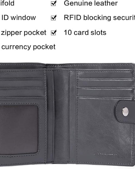 BOSTANTEN Women Leather Wallet RFID Blocking Small Bifold Zipper Pocket Wallet Card Case Purse with ID Window