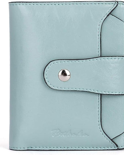 BOSTANTEN Women Leather Wallet RFID Blocking Small Bifold Zipper Pocket Wallet Card Case Purse with ID Window
