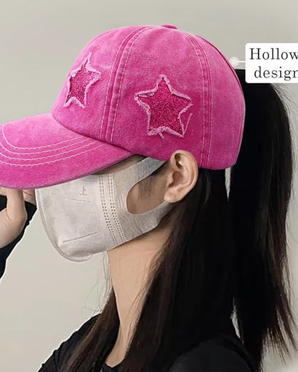 YeeHeen Ponytail Baseball Cap for Women High Messy Bun Caps Washed Cotton Hats